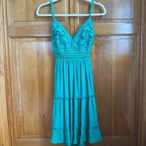 Teal Crochet Summer Dress